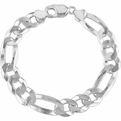 Promo 🌟 Sofia B. Sterling Silver 12.3mm Flat Figaro Chain Bracelet 🧨