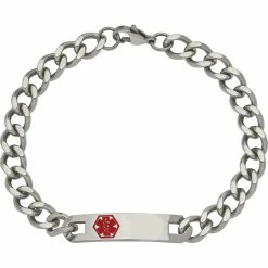 Best Sale 🤩 Chisel Stainless Steel And Polished Enamel Red Medical I.D. Bracelet 🔥