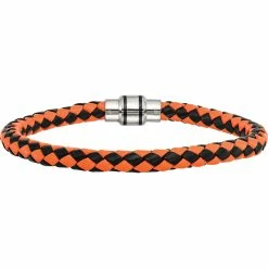 Hot Sale ✔️ Chisel Stainless Steel Polished Black IP Woven Leather Bracelet 🛒