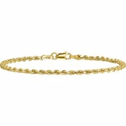 Best Sale 🌟 Other Brands 14K Yellow Gold 2.25mm Diamond Cut Rope Bracelet With Lobster Clasp Chain 🎁