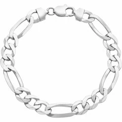 Cheap 🛒 Other Brands Sterling Silver Men's 10mm Solid 3+1 Figaro Bracelet 🧨
