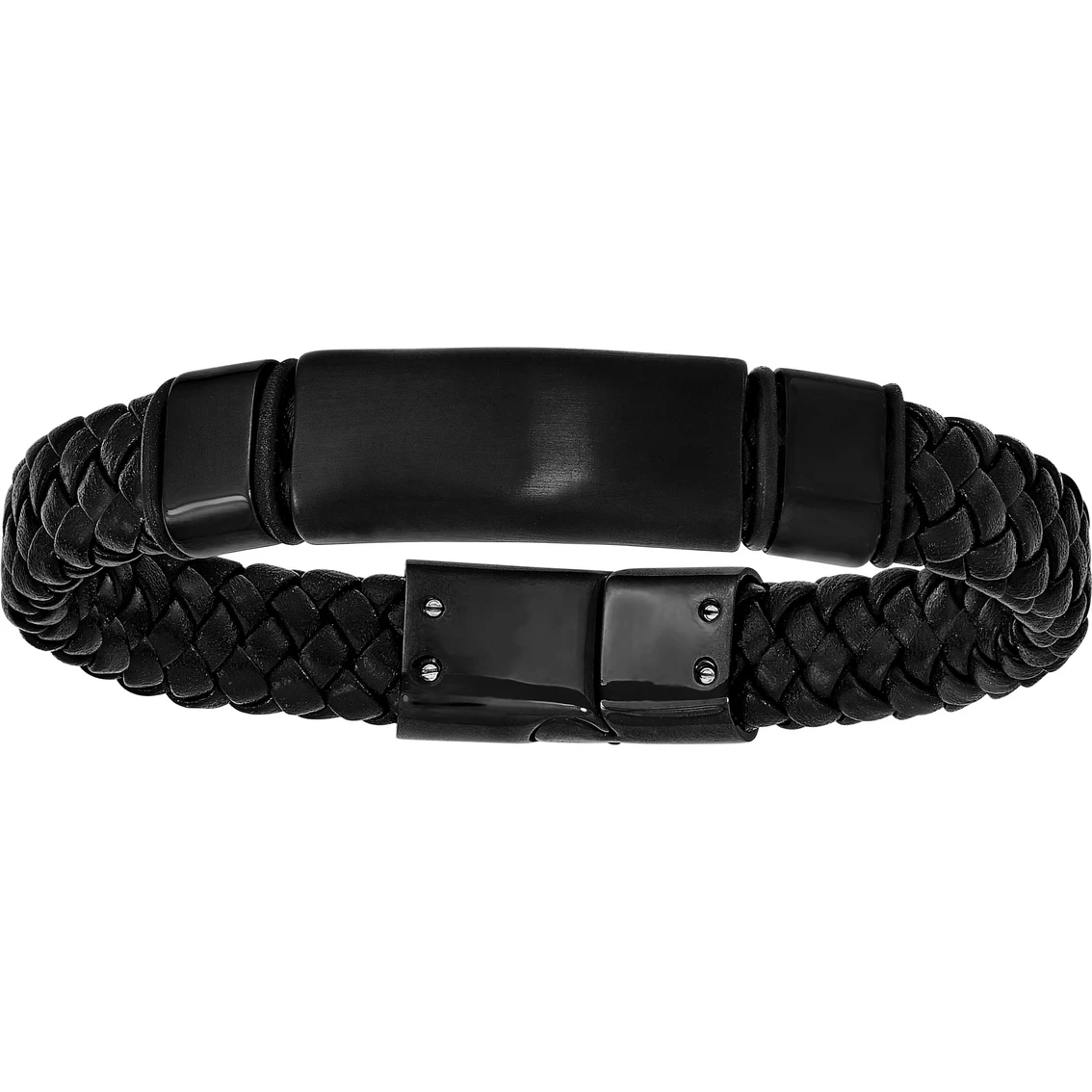 Best Pirce β Other Brands Stainless Steel Brushed And Polished Black IP Plated Braided Leather Bracelet 𧨠1 Best Pirce β Other Brands Stainless Steel Brushed And Polished Black IP Plated Braided Leather Bracelet π§¨