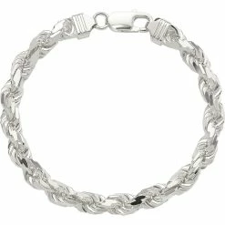 Buy π Other Brands Sterling Silver 7mm Diamond Cut Rope Chain Bracelet π
