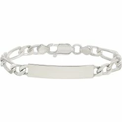 Hot Sale 😉 Other Brands Sterling Silver 8 In. Polished Figaro Link ID Bracelet 🛒