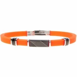Coupon 🎉 Other Brands Orange Rubber, Steel Stainless And Black Steel Slim Bangle Bracelet 🌟