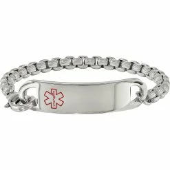 Cheapest 🧨 Chisel Stainless Steel And Polished Enamel Red Medical I.D. Bracelet 😉