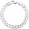 Deals 👍 Other Brands Sterling Silver Men's 10mm Solid Curb Link Bracelet 🎉