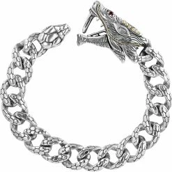 Cheap ✔️ Robert Manse Designs Robert Manse Men's Sterling Silver 18K Gold Dragon Bracelet With Red Sapphire Eyes 😉