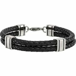 Wholesale 🛒 Chisel Stainless Steel Black Leather Bracelet 🎉