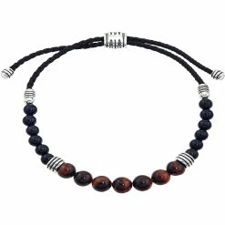 Wholesale 🤩 Esquire Men's Jewelry Red Tiger's Eye And Onyx Bolo Bracelet 8.75 In. 🛒