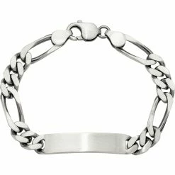 Brand new 👍 Other Brands Sterling Silver 8 In. Engravable Antiqued Figaro Link ID Bracelet 😍