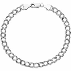 Deals 🔔 Other Brands Rhodium Over Sterling Silver Amore La Vita 6mm Double Link Charm Bracelet ✔️