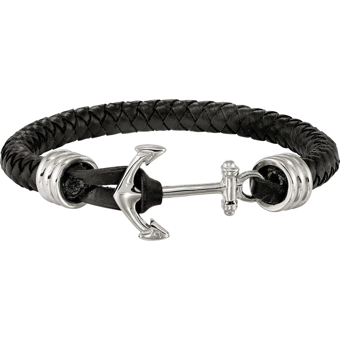 Best Sale π Chisel Men's Stainless Steel Polished Black Braided Leather Anchor Bracelet π₯ 1 Best Sale π Chisel Men's Stainless Steel Polished Black Braided Leather Anchor Bracelet π₯
