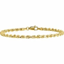 Promo 🛒 Other Brands 14K Yellow Gold 3.2mm Diamond Cut Rope Bracelet With Lobster Clasp Chain 🔥