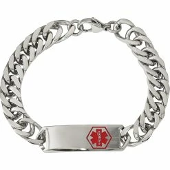 Deals ⌛ Chisel Stainless Steel And Polished Enamel Red Medical I.D. Bracelet 🔔