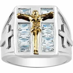 Coupon ❤️ Other Brands Sterling Silver Cubic Zirconia Baguette Crucifix Ring 🔥