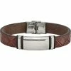 Cheapest 😉 Chisel Men's Stainless Steel Polished Brown Faux Leather W/Black Rubber ID Bracelet 🎁