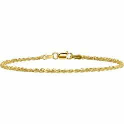 Top 10 👍 Other Brands 14K Yellow Gold 2mm Regular Rope Chain Bracelet ✔️