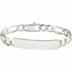 Discount 👍 Other Brands Sterling Silver Figaro Link ID Bracelet 🥰