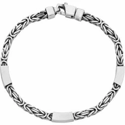Best Pirce 🧨 Other Brands Sterling Silver Antiqued Brushed Byzantine And Bar Link Bracelet 😀