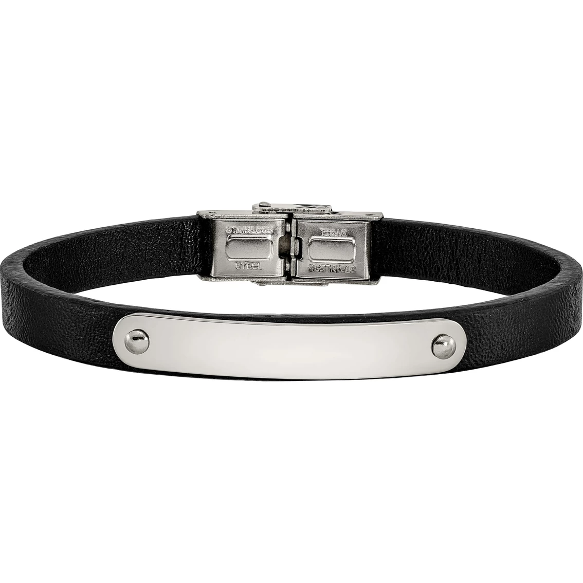 Outlet π Chisel Stainless Steel Polished Leather ID Bracelet π 1 Outlet π Chisel Stainless Steel Polished Leather ID Bracelet π