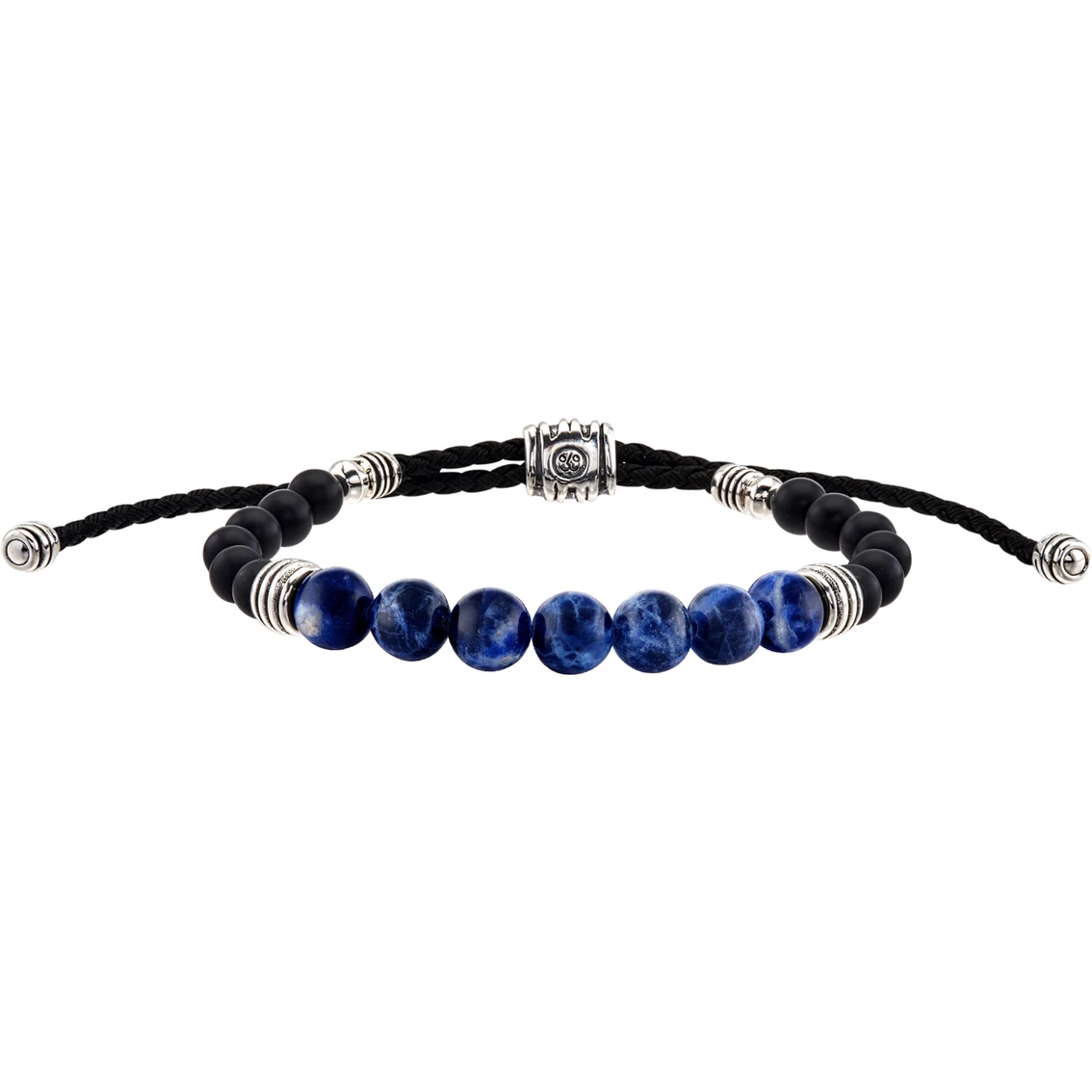 New 🧨 Esquire Sterling Silver Sodalite And Onyx Corded Bolo Bracelet ⌛ 1 New 🧨 Esquire Sterling Silver Sodalite And Onyx Corded Bolo Bracelet ⌛