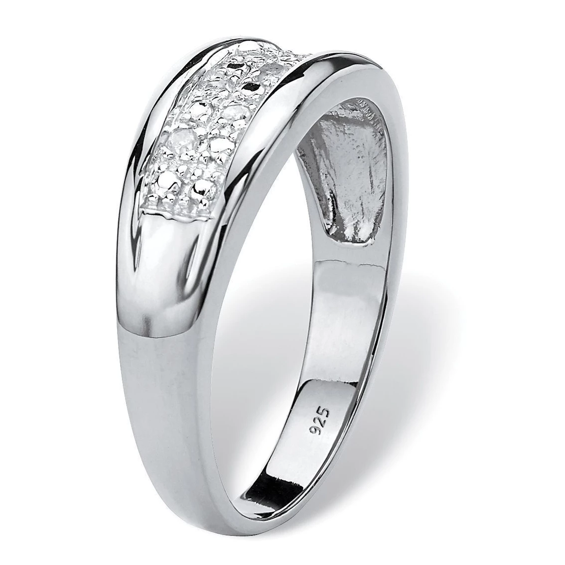 Outlet β PalmBeach Jewelry Men's Round Genuine Diamond Wedding Ring 1/8 TCW In Platinum-plated Sterling Silver π€© 2 Outlet β PalmBeach Jewelry Men's Round Genuine Diamond Wedding Ring 1/8 TCW In Platinum-plated Sterling Silver π€© - Image 2