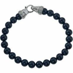Buy 🥰 Esquire Men's Sterling Silver Onyx Beaded Bracelet 😍