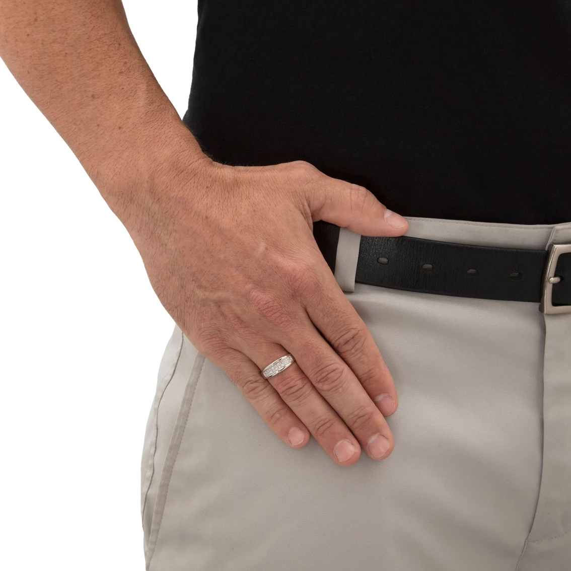 Outlet β PalmBeach Jewelry Men's Round Genuine Diamond Wedding Ring 1/8 TCW In Platinum-plated Sterling Silver π€© 3 Outlet β PalmBeach Jewelry Men's Round Genuine Diamond Wedding Ring 1/8 TCW In Platinum-plated Sterling Silver π€© - Image 3