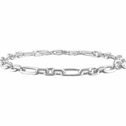 New 🛒 Sofia B. Sterling Silver 6mm Diamond Cut Figaro Chain Bracelet 🔥