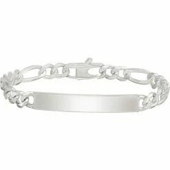 Cheap 🎁 Other Brands Sterling Silver Figaro Link ID Bracelet 🥰
