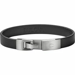 Cheapest 🧨 Bulova Classic Single Wrap Black Leather Bracelet 😍