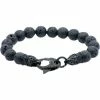 Outlet ❤️ Other Brands Genuine Lava Stone And Black Stainless Steel Bead Bracelet 😀