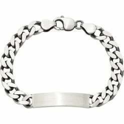 Flash Sale 🔔 Other Brands Sterling Silver Antiqued Curb Link ID Bracelet ⌛