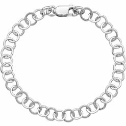 Hot Sale ⭐ Other Brands Rhodium Over Sterling Silver Amore La Vita Fancy Link Charm Bracelet 🎉