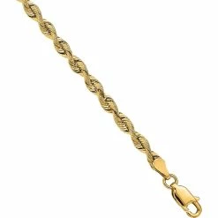 Best Sale ✔️ Other Brands 14K Yellow Gold 3.25mm Silky Rope Chain Bracelet ❤️