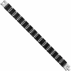 Deals 🌟 Other Brands Stainless Steel Polished Black Rubber Bracelet ⌛