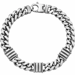 Buy 🌟 Other Brands Sterling Silver Antiqued Brushed Curb And Bar Bracelet 🎉