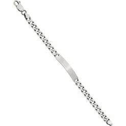 Coupon ⌛ Other Brands Sterling Silver Engravable Antiqued Curb Link ID Bracelet 🤩
