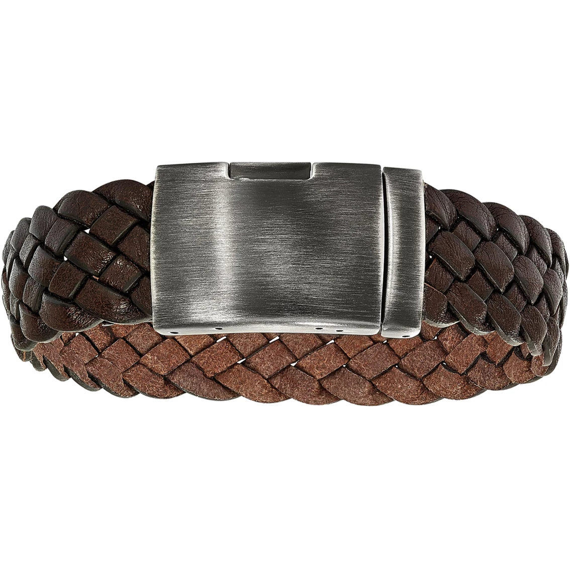 Outlet 𧨠Other Brands Stainless Steel Antiqued And Brushed Brown Braided Leather Bracelet π 1 Outlet 𧨠Other Brands Stainless Steel Antiqued And Brushed Brown Braided Leather Bracelet π