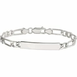Deals 🥰 Other Brands Sterling Silver Polished Figaro Link ID Bracelet 🔥