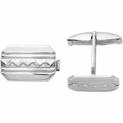 Best reviews of 💯 Other Brands Rhodium Over Sterling Silver Wave Design Cuff Links 🔔