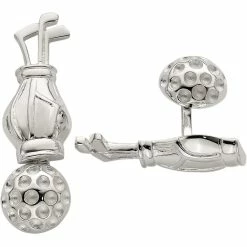 Budget ❤️ Other Brands Sterling Silver Reversible Golf Clubs And Ball Cufflinks ✨