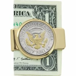 Best Pirce ⭐ Other Brands Gold Layered Goldtone Presidential Seal JFK Half Dollar Money Clip 👏