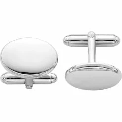 Wholesale 😍 Other Brands Sterling Silver Rhodium Plated Oval Cuff Links 🎉
