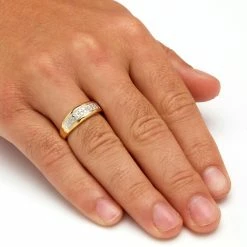 Best Sale 💯 PalmBeach Jewelry Men's Pave Diamond Wedding Band 1/8 TCW In 18k Gold-plated Sterling Silver 😉 -Men‘s Jewelry Shop unnamed file 145