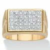 Best Pirce ⌛ PalmBeach Jewelry Men's Diamond Accent 18k Gold-Plated Two-Tone ⌚ Watchband-Style Grid Ring 👏