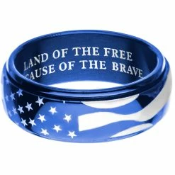 Discount 🛒 INOX Blue Stainless Steel American Pride Ring 🧨