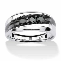 Flash Sale π PalmBeach Jewelry Men's 3/4 TCW Channel-Set Black Diamond Ring In Platinum-plated Sterling Silver π€©