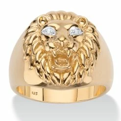 Best reviews of ❤️ PalmBeach Jewelry Men's Diamond Accent Lion Head Ring In 18k Gold-plated Sterling Silver 😀
